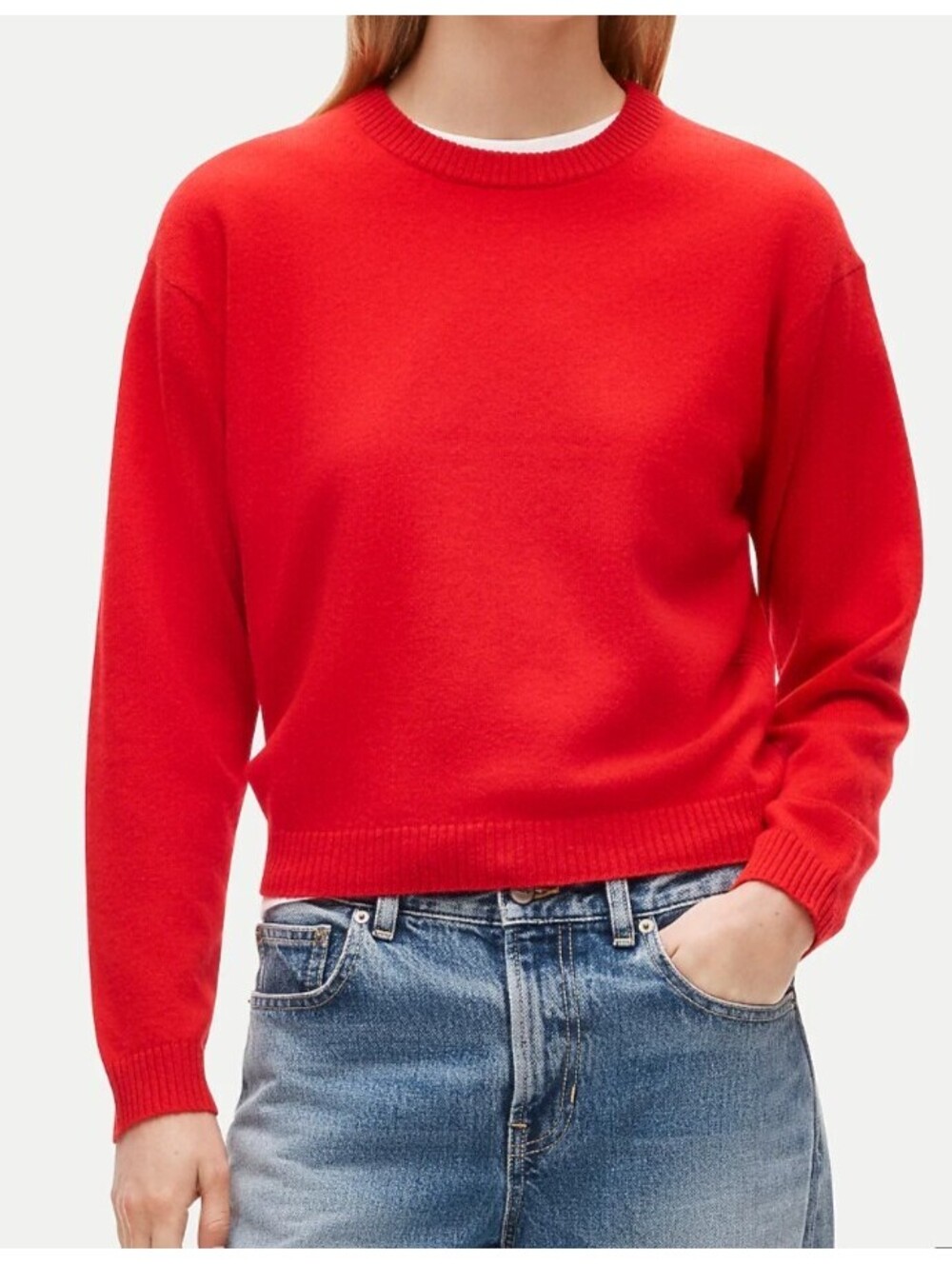 J.CREW red 100% cashmere crew neck sweater sz S